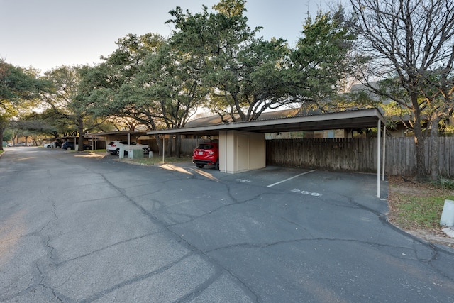 view of parking featuring a carport