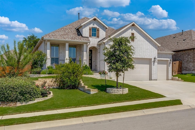 craftsman-style house featuring a front yard and a garage