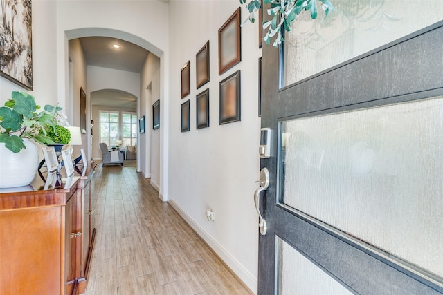 hall featuring light hardwood / wood-style flooring