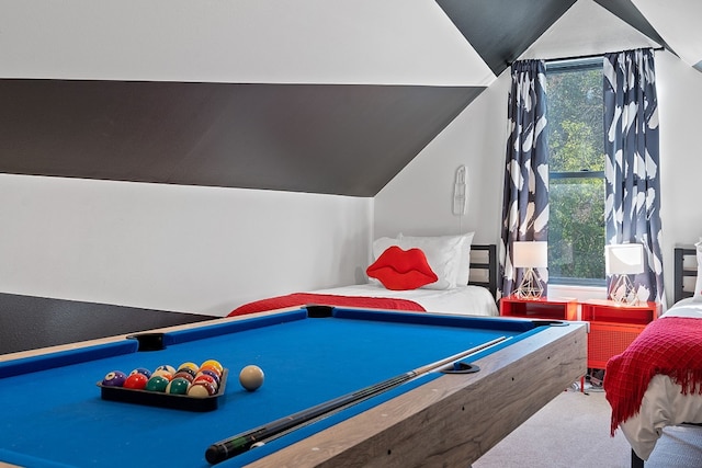 1604 Miriam Ave, Austin, TX 78702 - game room featuring carpet floors, lofted ceiling, and billiards table