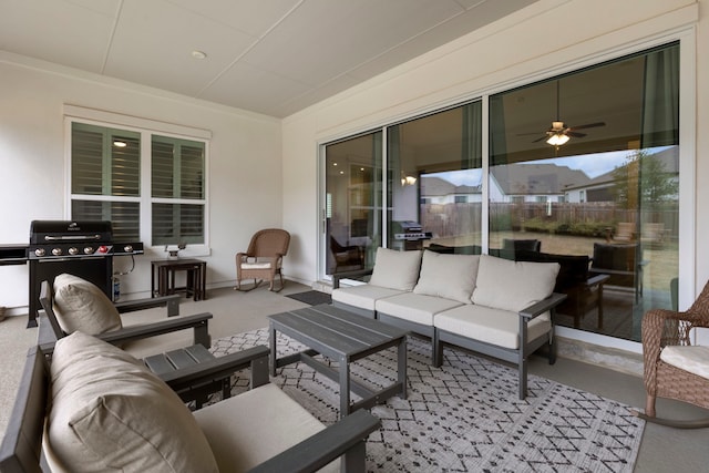 view of patio / terrace with an outdoor hangout area and a grill