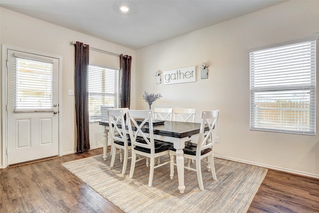 dining room with wood-type flooring