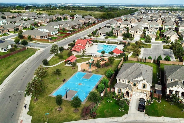 aerial view with a residential view