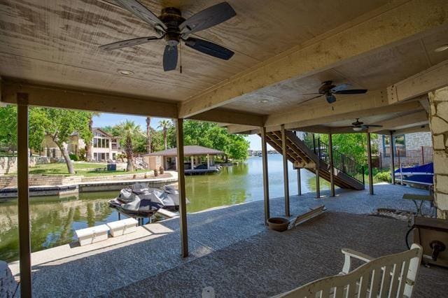 dock area featuring a water view