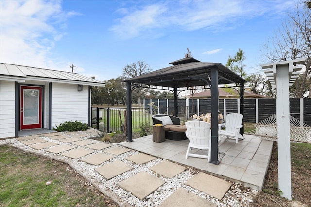 view of patio / terrace featuring a gazebo