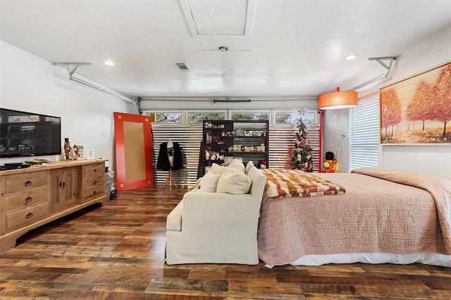 bedroom featuring dark hardwood / wood-style floors