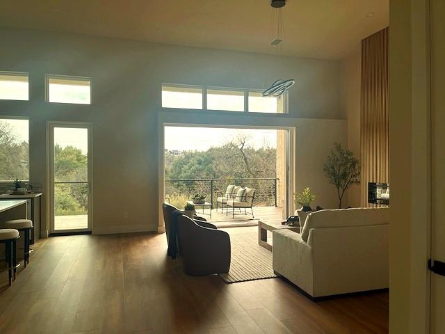 living room with hardwood / wood-style flooring