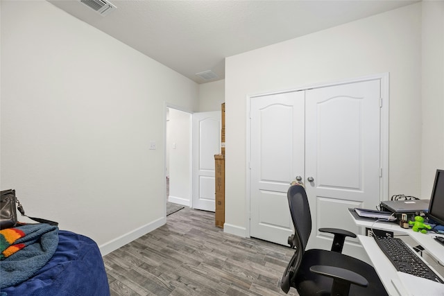 office space featuring light hardwood / wood-style flooring