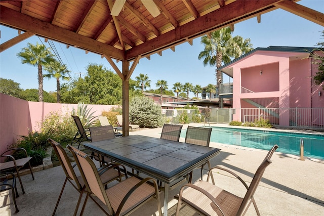 view of patio / terrace with a fenced in pool