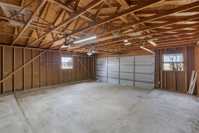 garage with a garage door opener