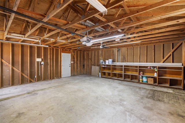 garage with a garage door opener