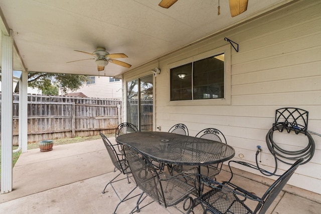 view of patio with ceiling fan