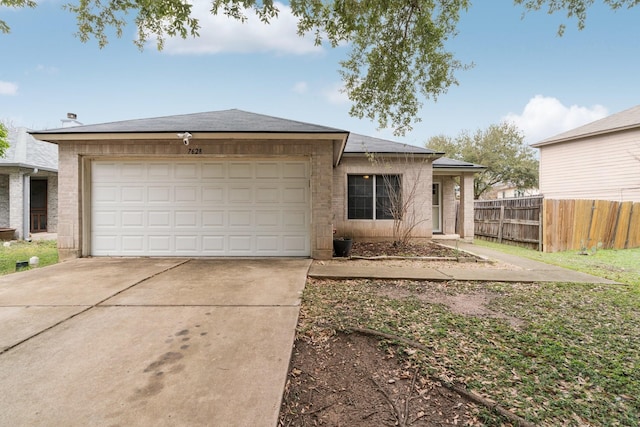 single story home with a garage