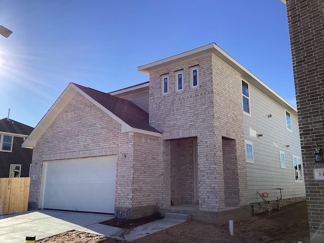 view of front of house with a garage