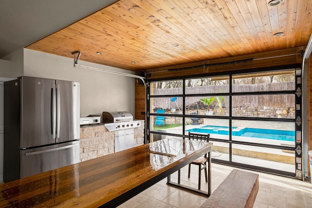 interior space featuring wood ceiling