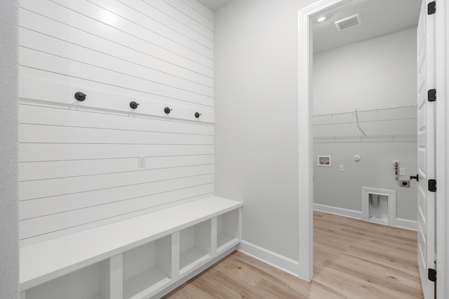 mudroom featuring light hardwood / wood-style floors