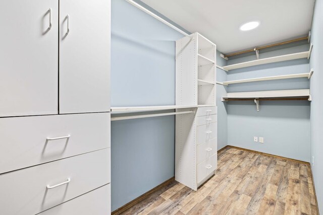 spacious closet featuring hardwood / wood-style flooring