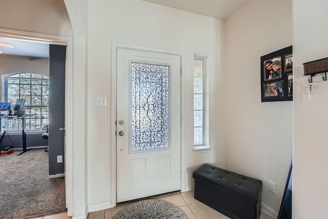 view of tiled foyer entrance