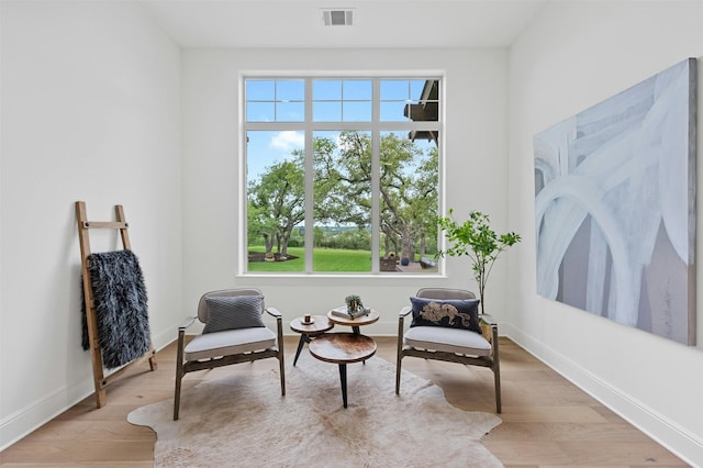 living area with light wood-type flooring