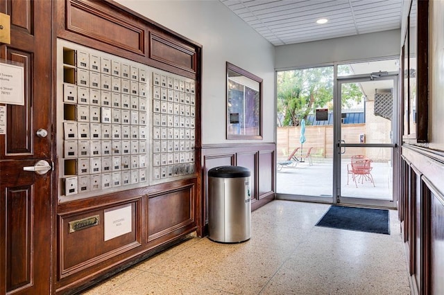 interior space featuring mail boxes