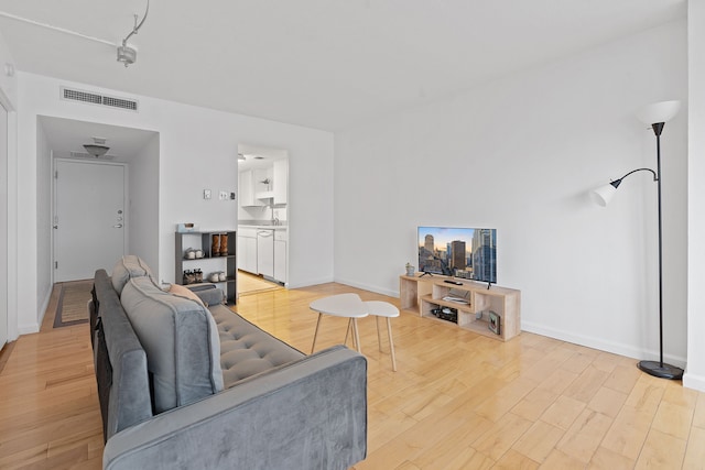 living room featuring light hardwood / wood-style flooring