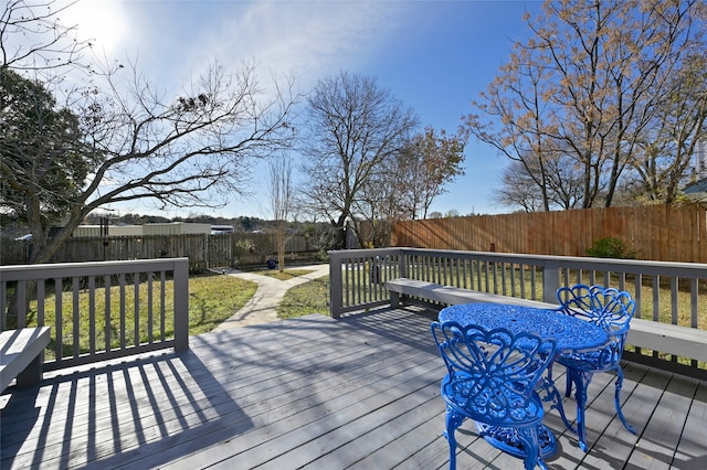 deck featuring a yard