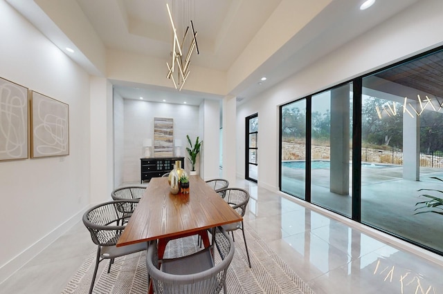 dining room with an inviting chandelier