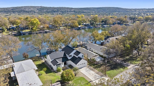 bird's eye view featuring a water view