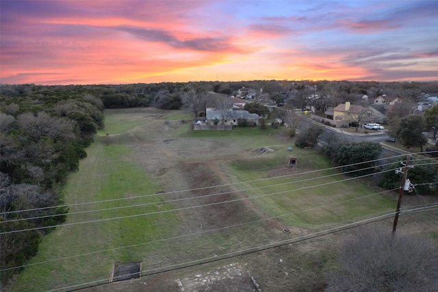 view of aerial view at dusk