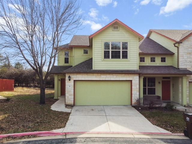 view of front of property with a garage