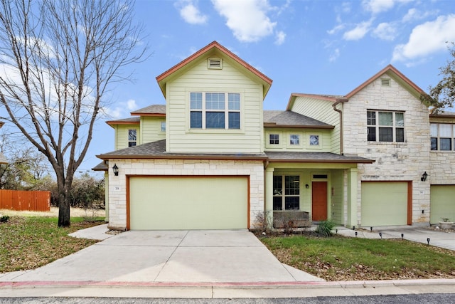 view of front of property featuring a garage