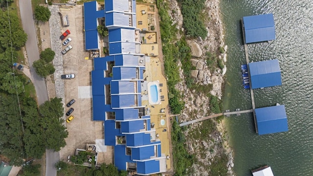 bird's eye view featuring a water view