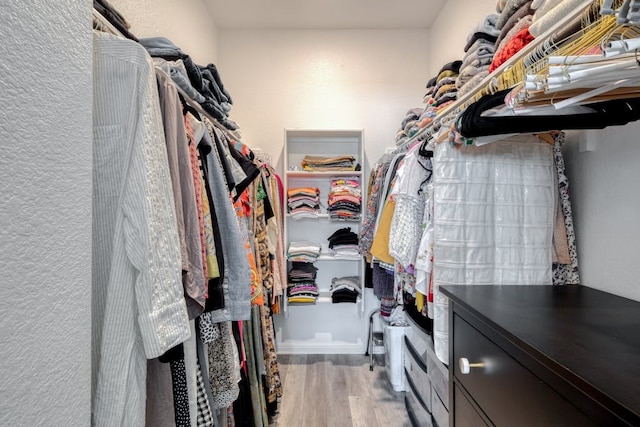 spacious closet with light wood-type flooring