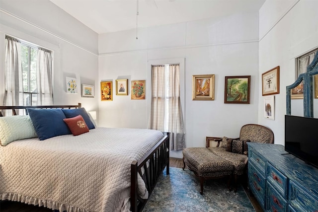 bedroom featuring dark hardwood / wood-style floors