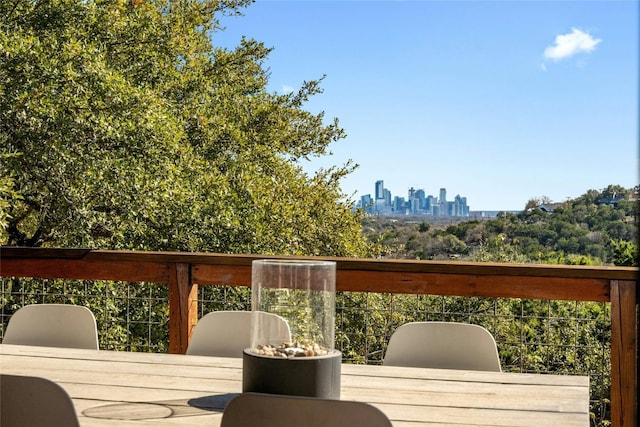 1603 Twilight Ridge Dr, Austin, TX 78746 - deck featuring a view of skyline