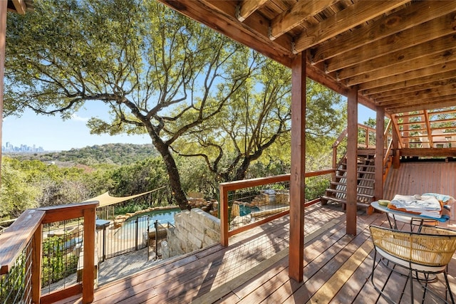 1603 Twilight Ridge Dr, Austin, TX 78746 - wooden deck featuring stairway