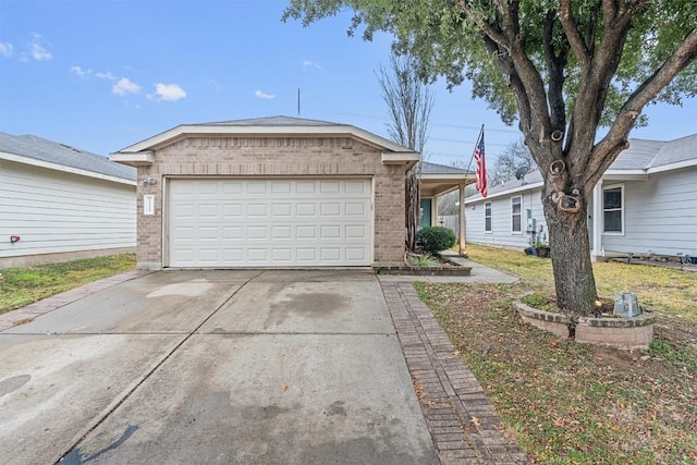 single story home featuring a garage