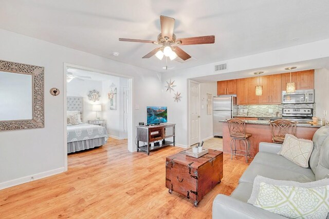 living room featuring light hardwood / wood-style flooring