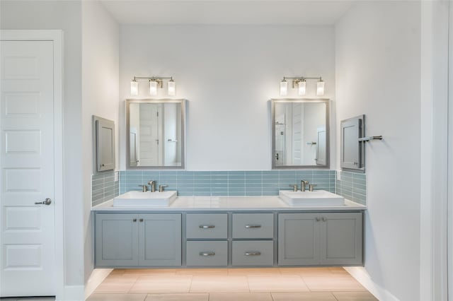 bathroom with backsplash and vanity