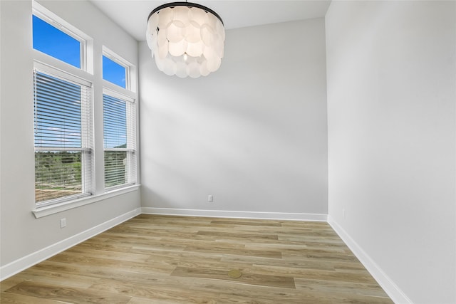 spare room featuring light wood-type flooring