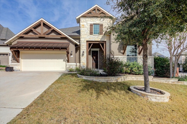 craftsman-style home with a front lawn