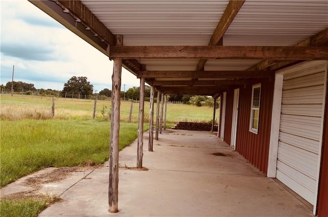 view of patio / terrace featuring a rural view