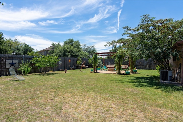 view of yard with a gazebo, a patio area, and cooling unit