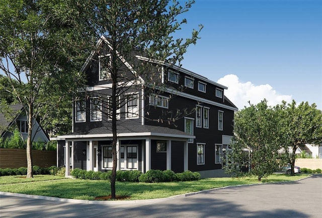 view of front facade featuring a front lawn