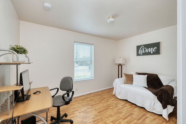 office area featuring light hardwood / wood-style flooring