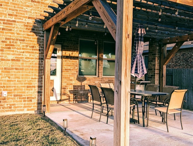 view of patio / terrace featuring a pergola