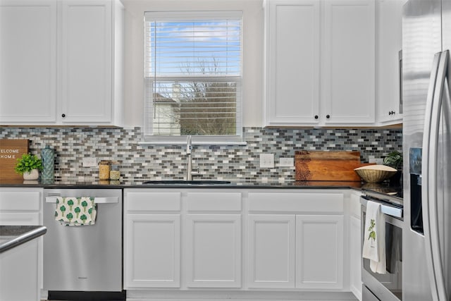 kitchen with white cabinets and stainless steel appliances