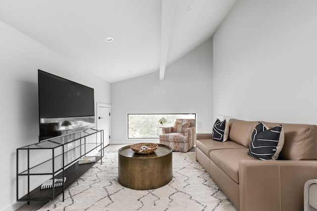 living room featuring vaulted ceiling