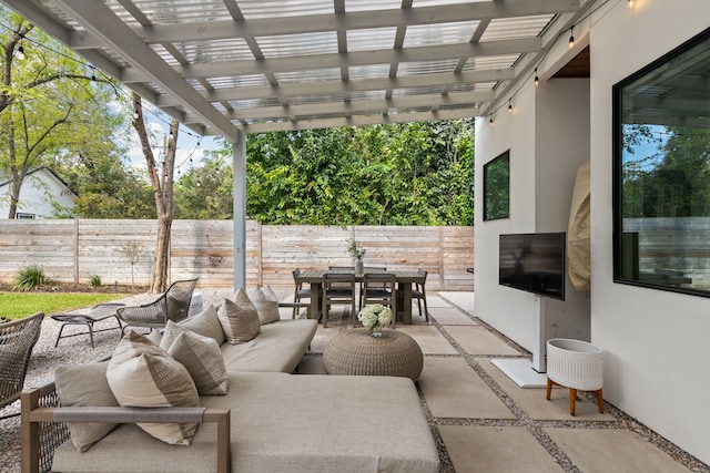 view of patio featuring a pergola