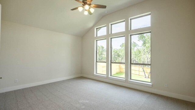 1728 Snowdrop Dr, Georgetown, TX 78628 - bonus room featuring carpet floors, a ceiling fan, and lofted ceiling